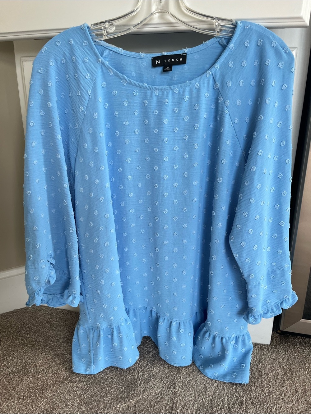 Women's Light Blue Ruffle Hem Blouse Size Small Brand New